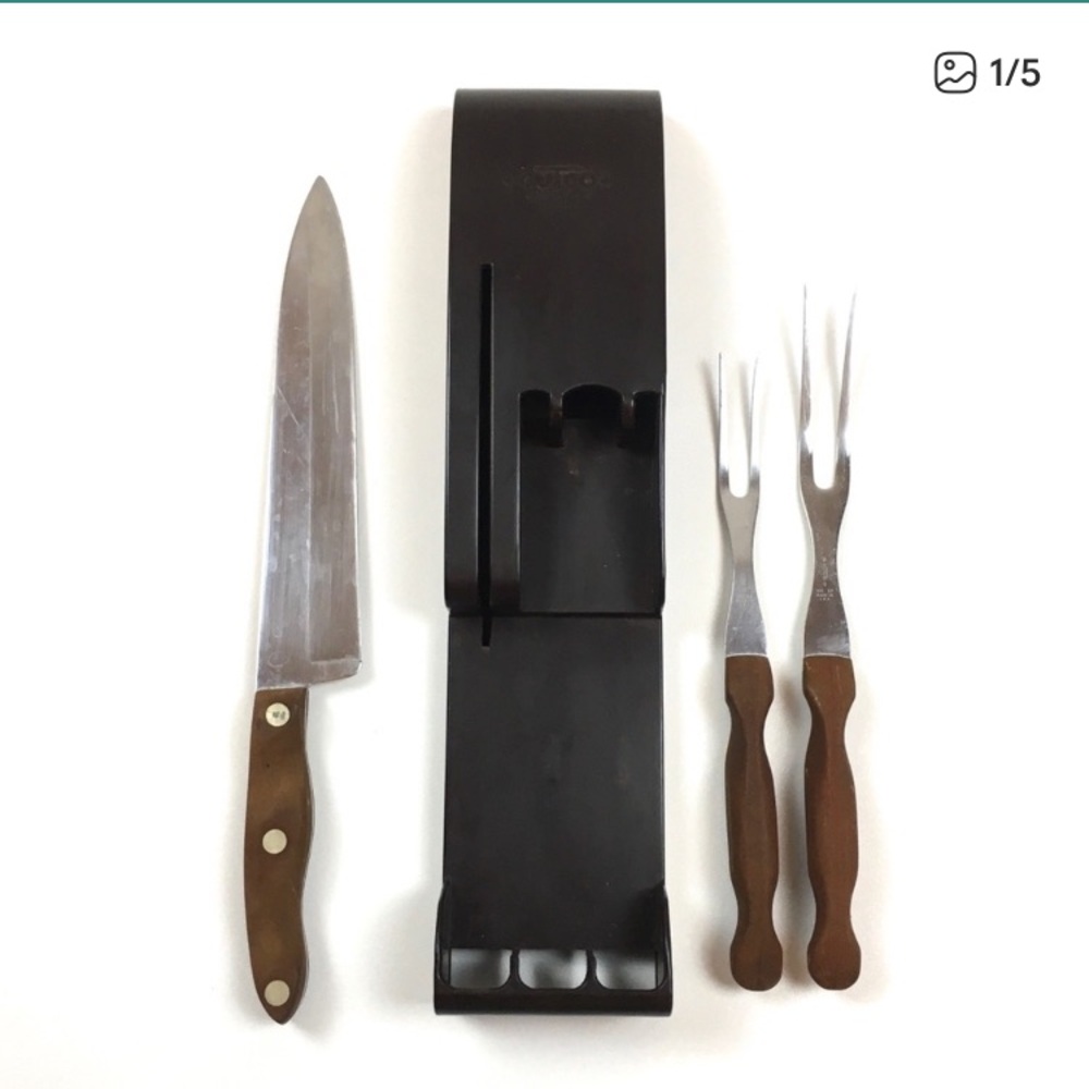 Cutco vintage chef knife and forks carving set and hanging tray